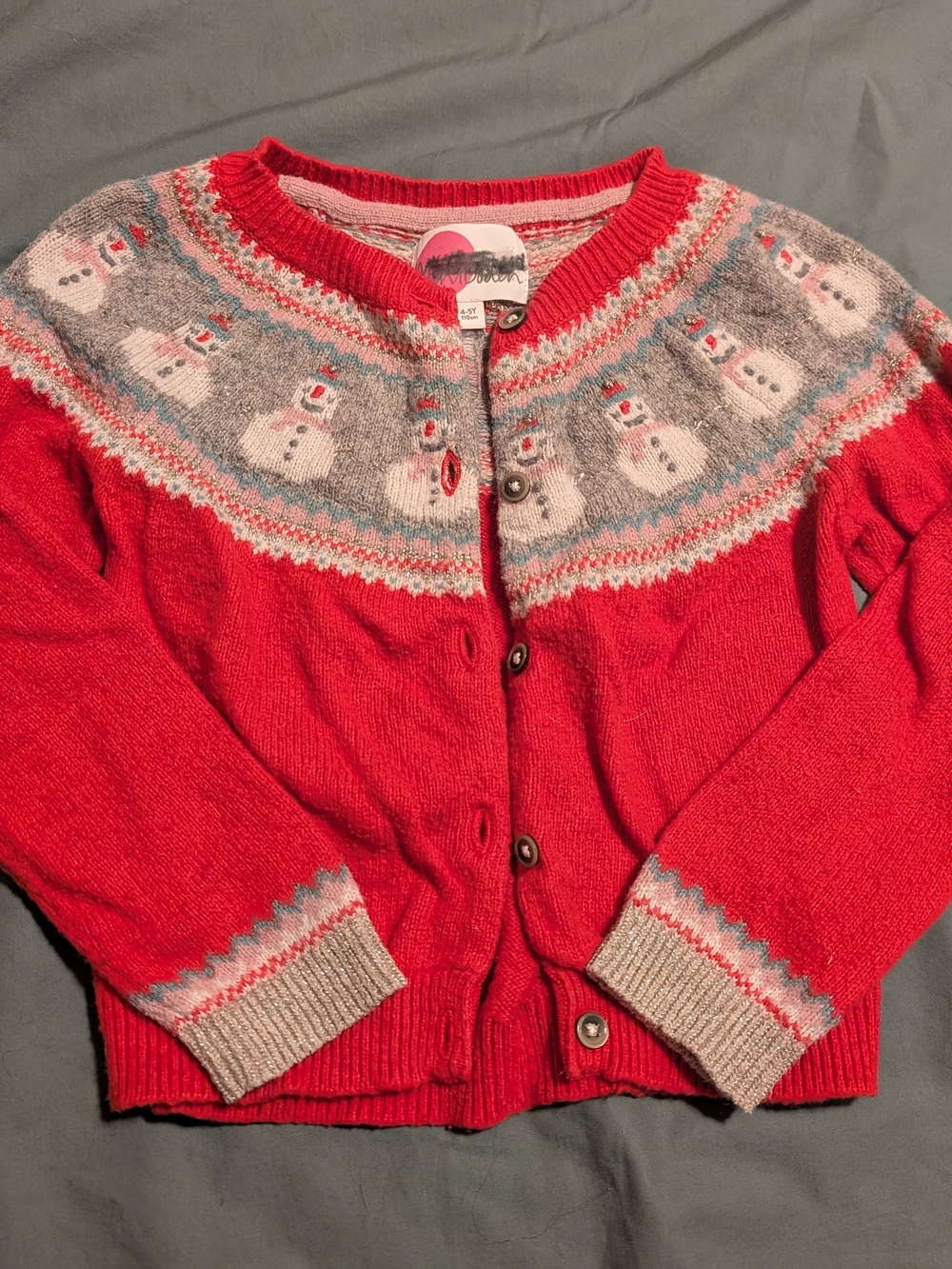 Red Fair Isle Snowman Cardigan